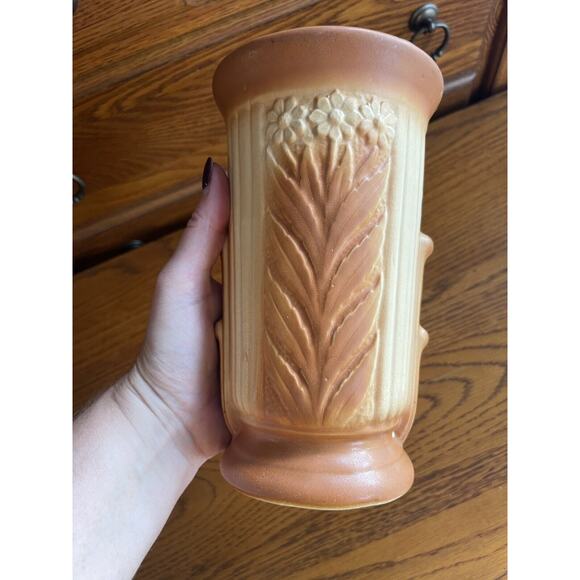 Robinson Ransbottom Pottery Vase Art Deco Floral USA 160/5 Daisies Ceramic 8" - Picture 3 of 8